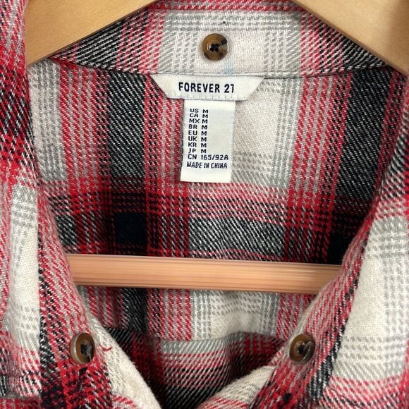 Forever21 |plaid button down shirt Med Red / orange / black - Picture 2 of 3